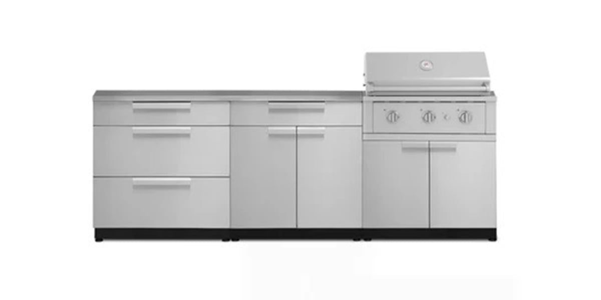 stainless steel newage outdoor kitchen with grill