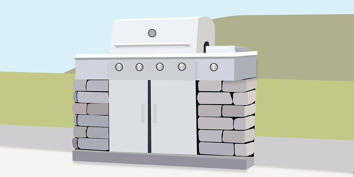 stone built around grill cart