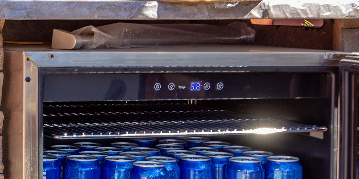 temperature thermostat controls on a coyote outdoor rated fridge which can withstand extreme temperatures