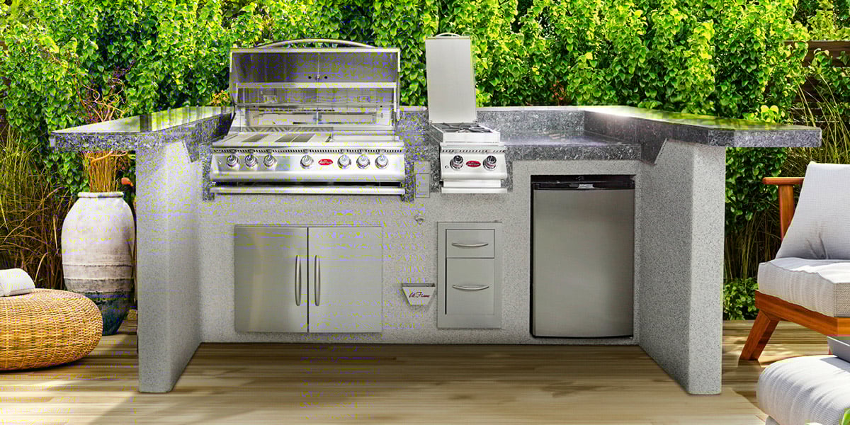 u shaped cal flame outdoor kitchen grill with side burner