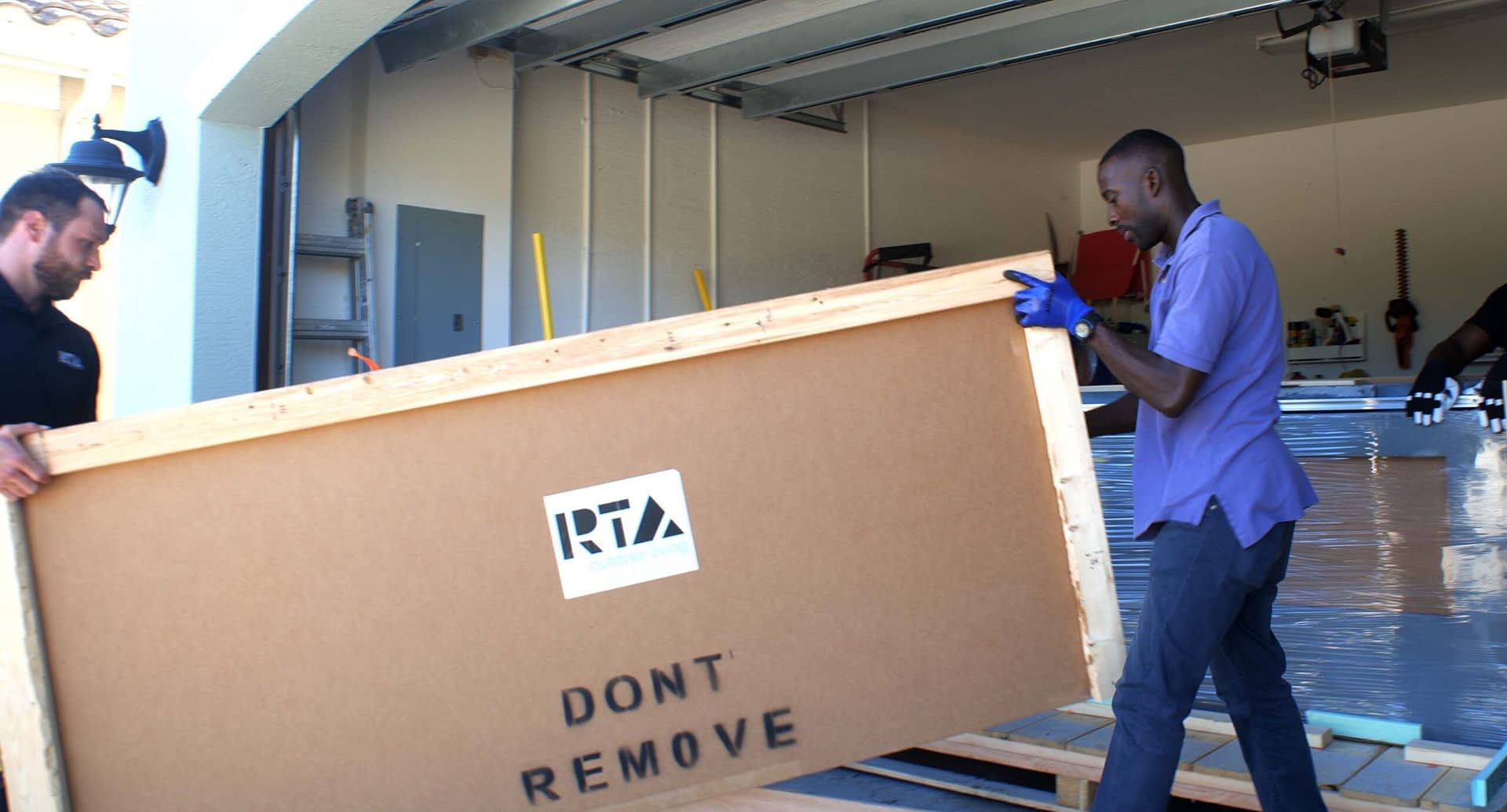 Unloading a Crate of a DIY RTA Outdoor Kitchen