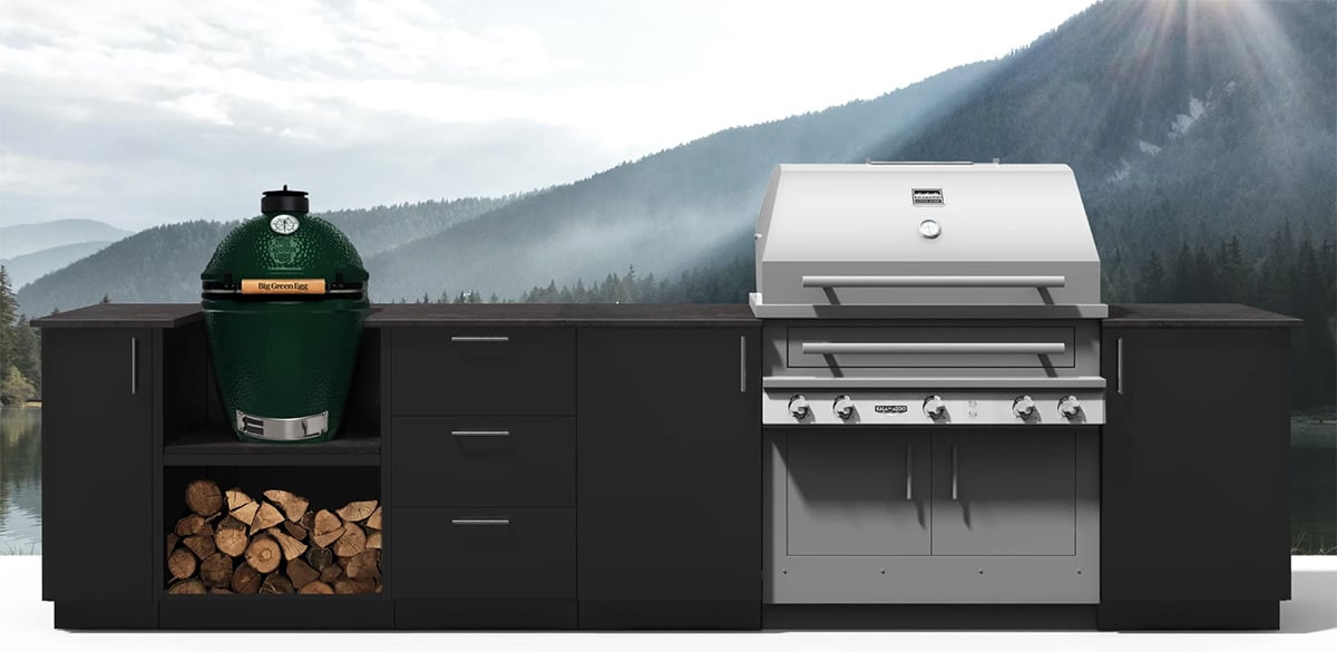 urban bonfire linear outdoor kitchen with onyx finish