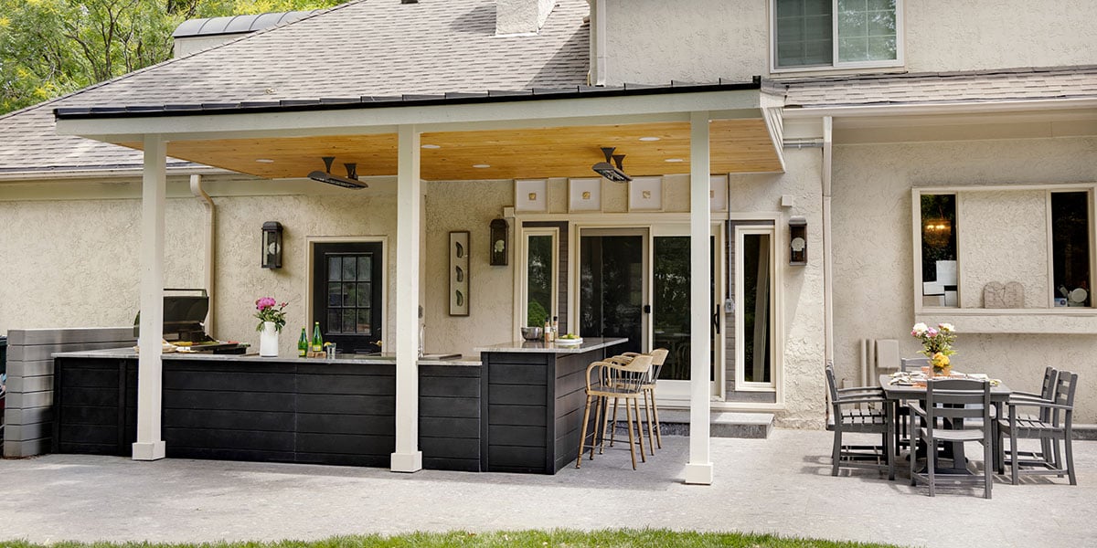 ward schraeders custom rta outdoor kitchen under awning roof structure