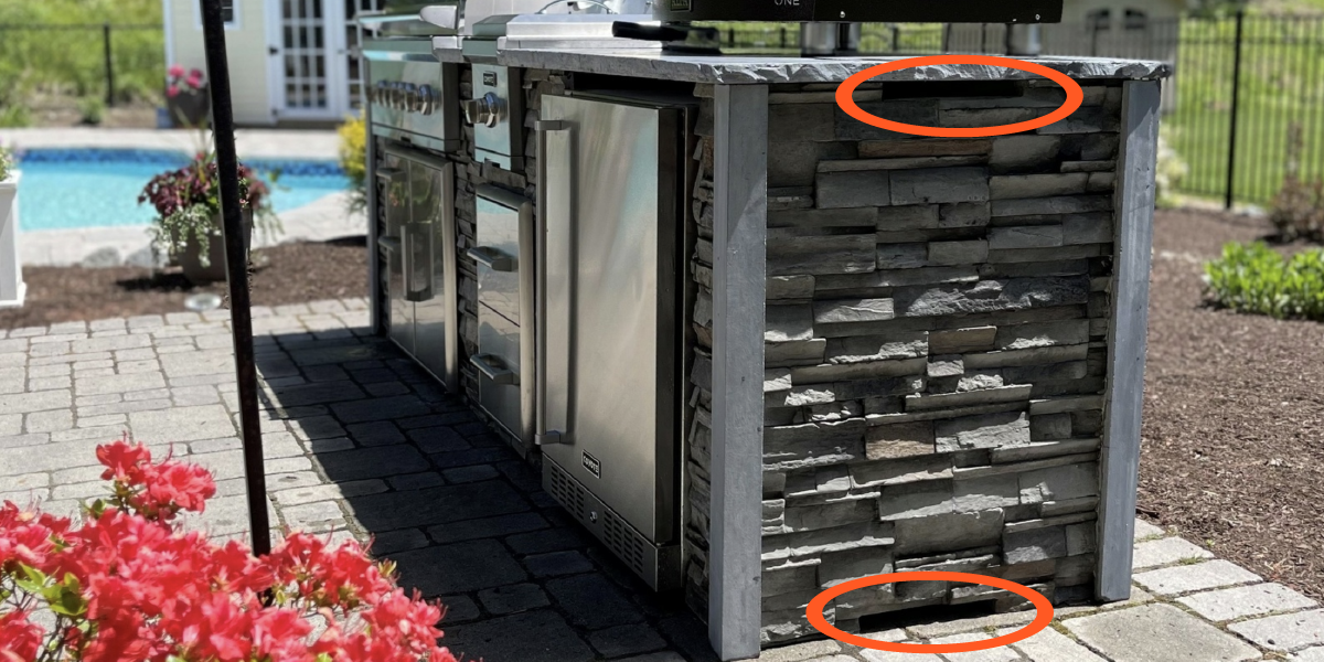 vented rta outdoor kitchen with highlighted vent placement