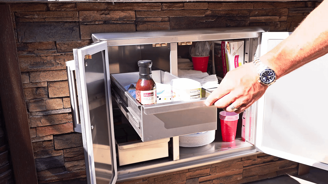 dry pantry being used in outdoor kitchen